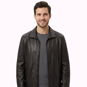 Armani Collezioni Calfskin jacket in black, size 42.